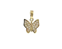 10K Yellow Gold Butterfly Cubic Zirconia Charm - 15mm x 11mm