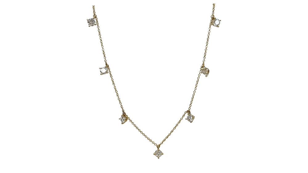 14K Yellow Gold Lab Grown 1.61cttw Diamond Necklace, 18"