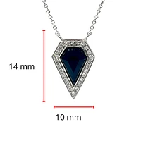 14K White Gold 0.78cttw Onyx and 0.10cttw Diamond Necklace - 18 Inches