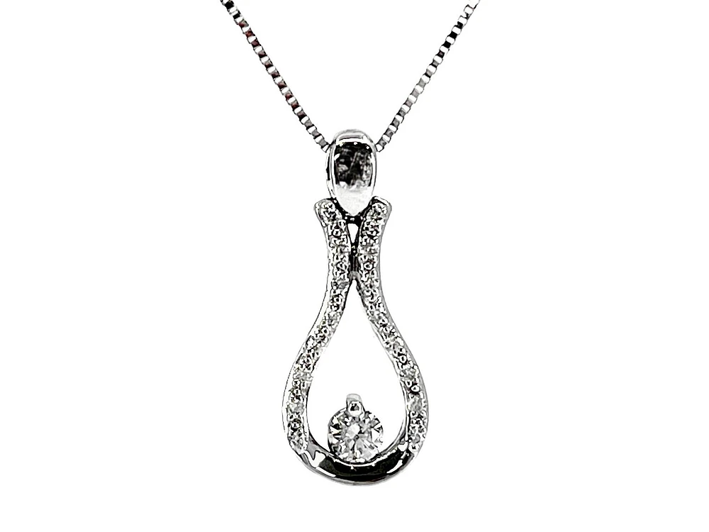 10K White Gold 0.20cttw Canadian Diamond Necklace, 18"
