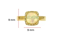 14K Yellow Gold 0.91cttw Opal and 0.09cttw Diamond Halo Ring, 6.5 - / 4.5