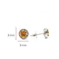 14K White Gold Citrine and Diamond Earrings