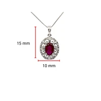 10K White Gold Ruby and Diamond Pendant, 18"