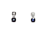 10K White Gold 6mm Cushion Cut Created Alexandrite and 0.01cttw Diamond Earrings