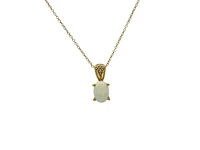 10K Yellow Gold Opal and Diamond Pendant, 18"