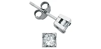 14K White Gold 0.20cttw Princess Cut Canadian Diamond Earrings