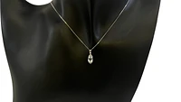 10K White Gold Oval Shape Aquamarine & 0.05cttw Diamond Pendant - 18"
