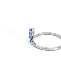 10K White Gold Tanzanite and Diamond Ring - Size 7