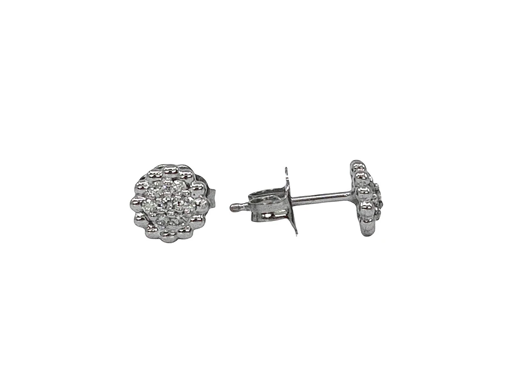 10K White Gold 0.105cttw Diamond Stud Earrings - 6mm
