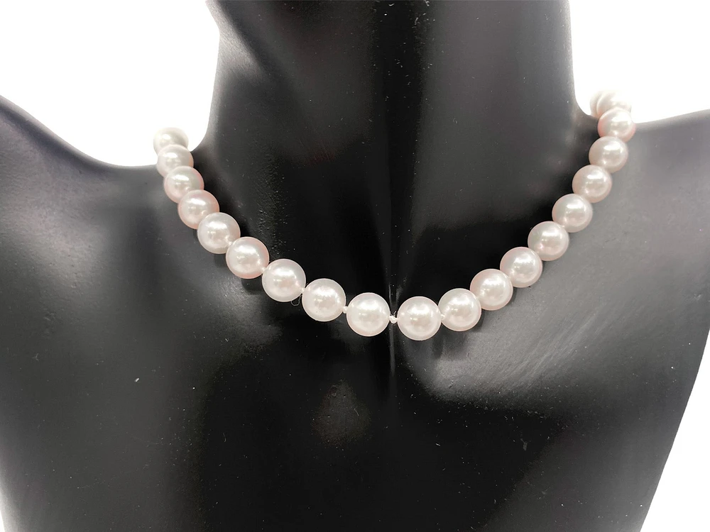 8-8.5mm White Cultured Pearl Strand with 14K Yellow Gold Pearl Clasp - 18"