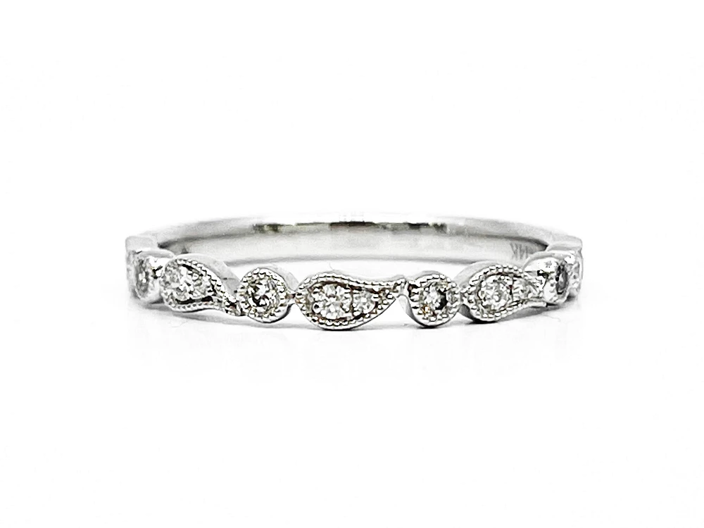 14K White Gold 0.13cttw Diamond Ring - Size 6.5
