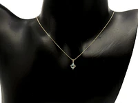 10K Yellow Gold 0.22cttw Aquamarine and 0.03cttw Diamond Pendant, 18"