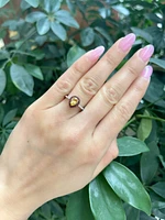 10K White Gold Citrine, Garnet and Diamond Ring, size 7