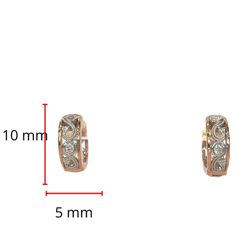 14K White and Rose Gold Shelly Purdy 0.10cttw Diamond Hoop / Huggie Earrings