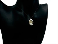 925 Sterling Silver Polished Front and Brushed Back Oval Locket - 20mm x 15mm