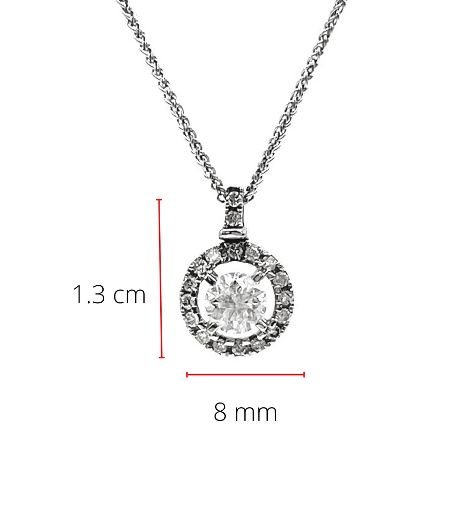 10K White Gold 0.41cttw Canadian Diamond Halo / Cluster Necklace, 18"