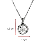 10K White Gold 0.41cttw Canadian Diamond Halo / Cluster Necklace, 18"