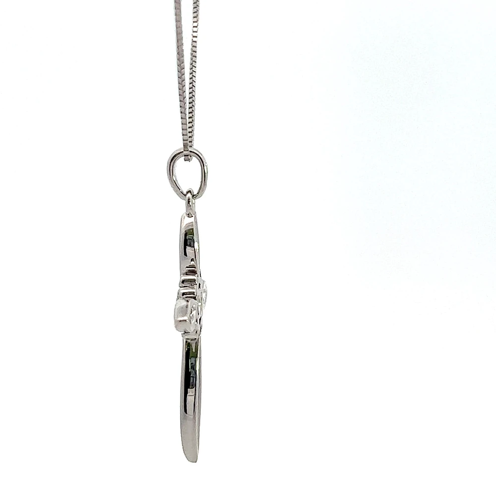10K White Gold 0.05cttw Diamond Cross Necklace, 18"