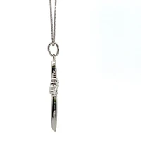 10K White Gold 0.05cttw Diamond Cross Necklace, 18"