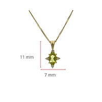 10K White Gold 0.16cttw Peridot and 0.03cttw Diamond Pendant, 18" Box Chain