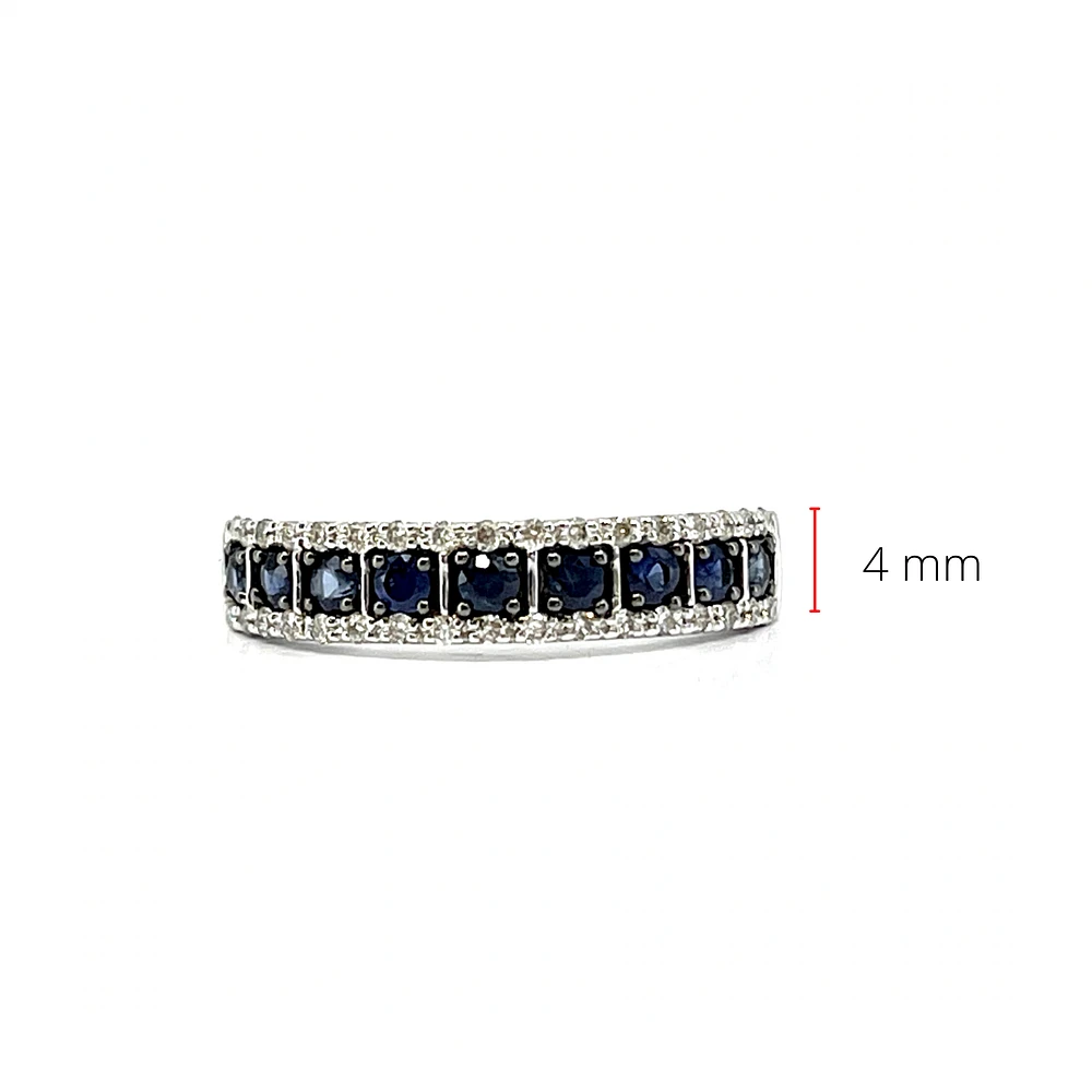 14K White Gold  0.35cttw Genuine Sapphire & 0.8cttw Diamond Ring, size 7