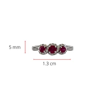 14K White Gold 0.45cttw Genuine Ruby Ring and 0.18cttw Diamond Ring, size 7