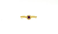 10K Yellow Gold 0.10cttw Genuine Amethyst  Halo Ring, size 6.5