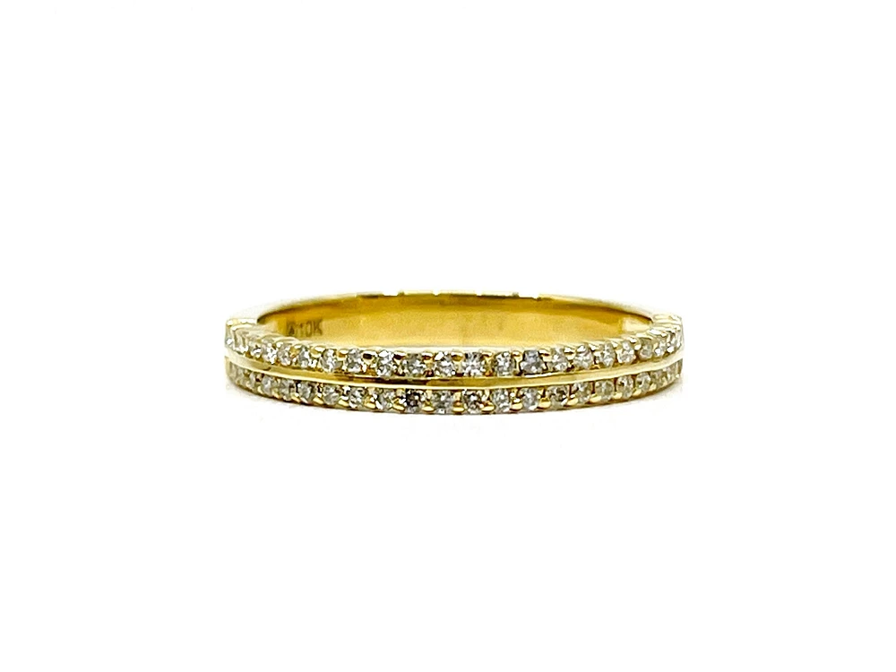 10K Yellow Gold 0.25cttw Diamond Double Band Ring - 6.5 / 4.5