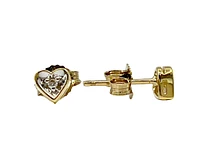 10K 2 Tone Gold Diamond Heart Earrings 0.02cttw