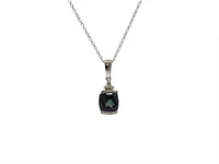 10K White Gold 6mm Cushion Cut Created Alexandrite & 0.007cttw Diamond Pendant, 17"