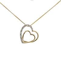 10K Yellow Gold 0.05cttw  Diamond  Heart Pendant, 18"