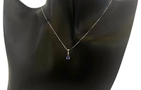 10K White Gold Genuine Tanzanite & Diamond Pendant - 18"