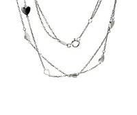 10K White Gold Hearts Double Link Anklet with 0.5 Inch Adjuster - 10 Inches