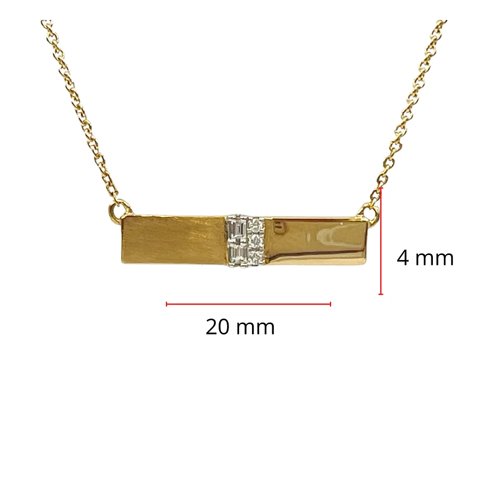 14K Yellow Gold 0.06cttw Diamond Bar Pendant, 18"