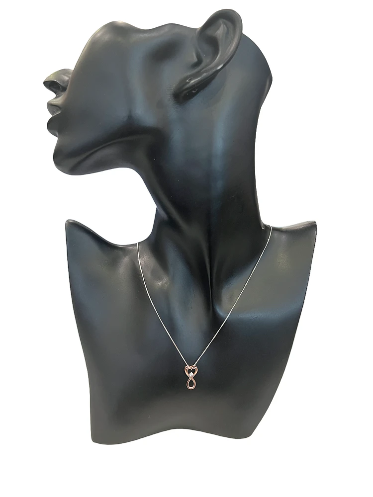 10K Rose Gold 0.04cttw Diamond Heart / Infinity Pendant, 18"