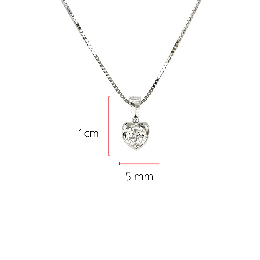 18K Palladium & White Gold 0.20cttw Diamond Solitaire Mezza Luna Pendant, 18"
