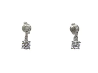 925 Sterling Silver 5.5mm Cubic Zirconia Earrings - 14.5mm x 5.5mm