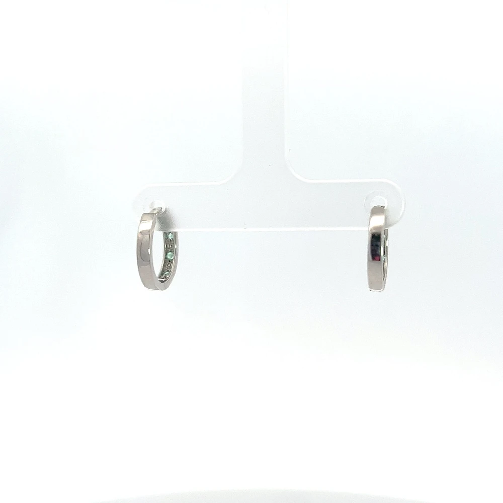 10K White Gold Emerald and Diamond Earrings