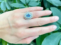 14K White Gold 3.03cttw Genuine Sapphire and 0.30cttw Diamond Ring, size 6.5