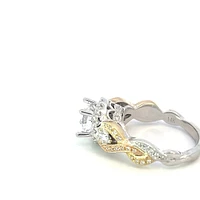14K Tri Tone Round Brilliant Cut Diamond Ring - Mount Only (No centre diamond) / Gold