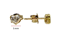 10K 2 Tone Gold Diamond Heart Earrings 0.02cttw
