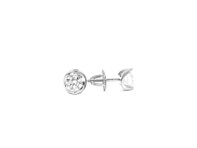 14K White Gold 0.50cttw Canadian Diamond Mezza Luna Earrings with Screw Backs