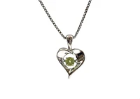 Sterling Silver 0.12cttw Peridot 3mm Pulse Pendant, 18" Box Chain