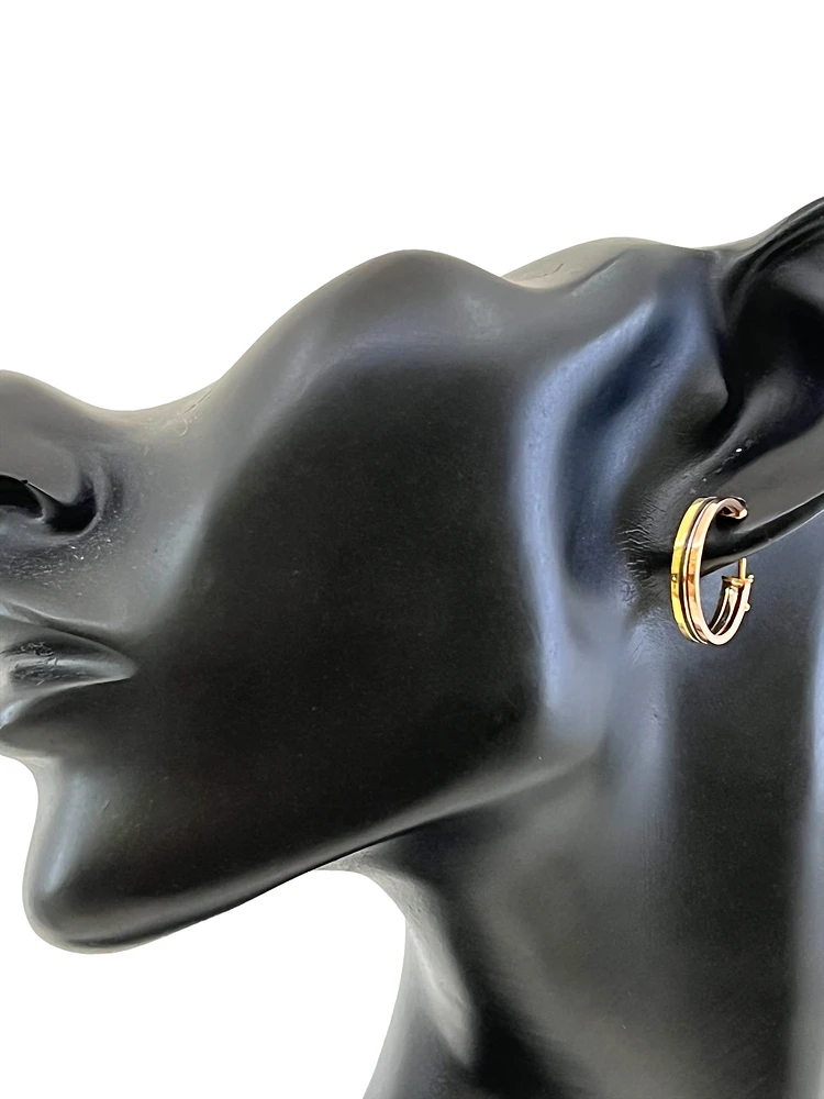 10K Tri Tone Gold 20mm Earrings