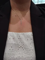 10K White Gold 0.10cttw Diamond Line Necklace, 18"