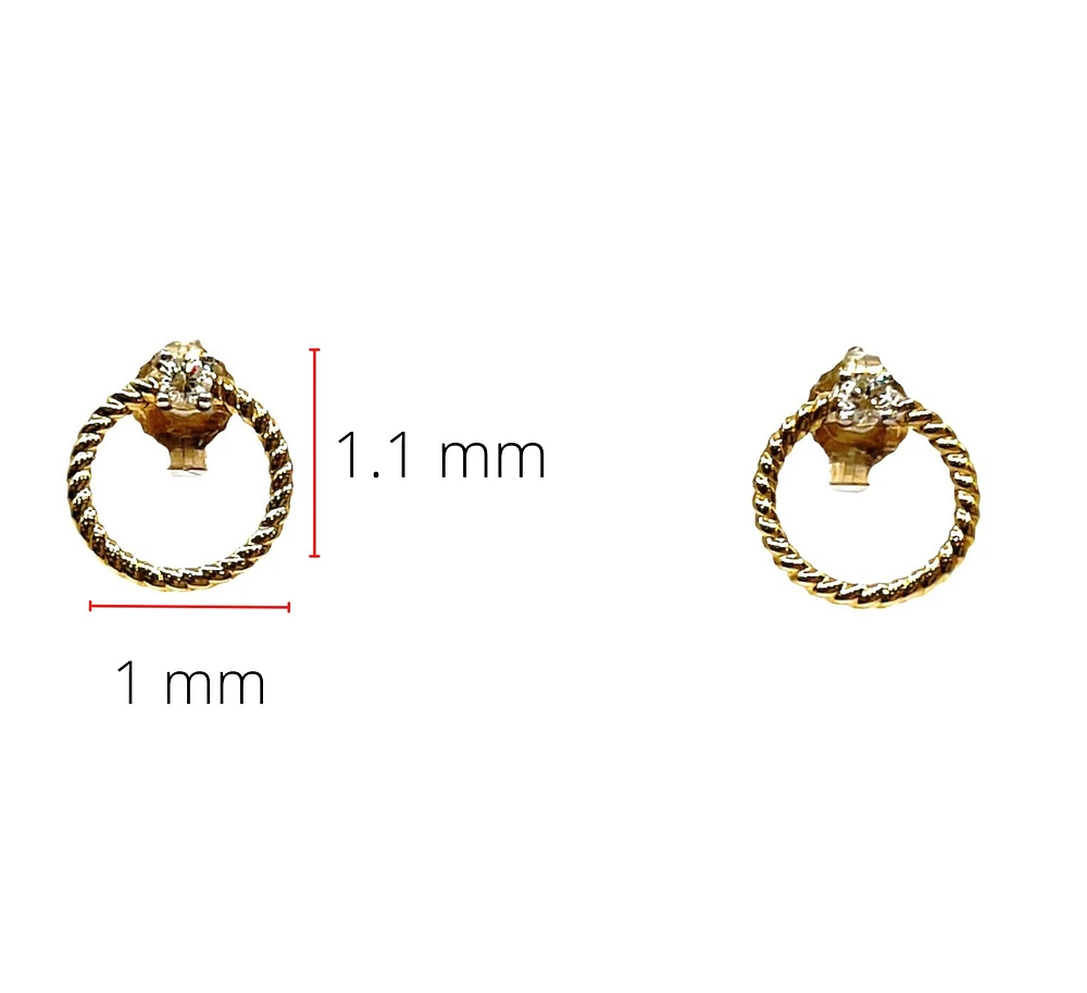 10K Yellow Gold Diamond Circle / Infinity Earrings 0.10cttw