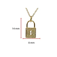 14K Yellow Gold 0.12cttw Diamond Lock Pendant, 18"
