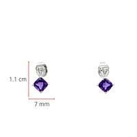 10K White Gold 1.00cttw Genuine Amethyst & 0.02cttw Diamond Earrings