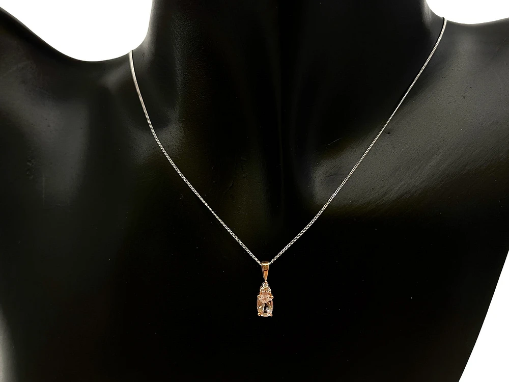 10K Rose Gold 0.40cttw Morganite & 0.03cttw Diamond Pendant, 18"
