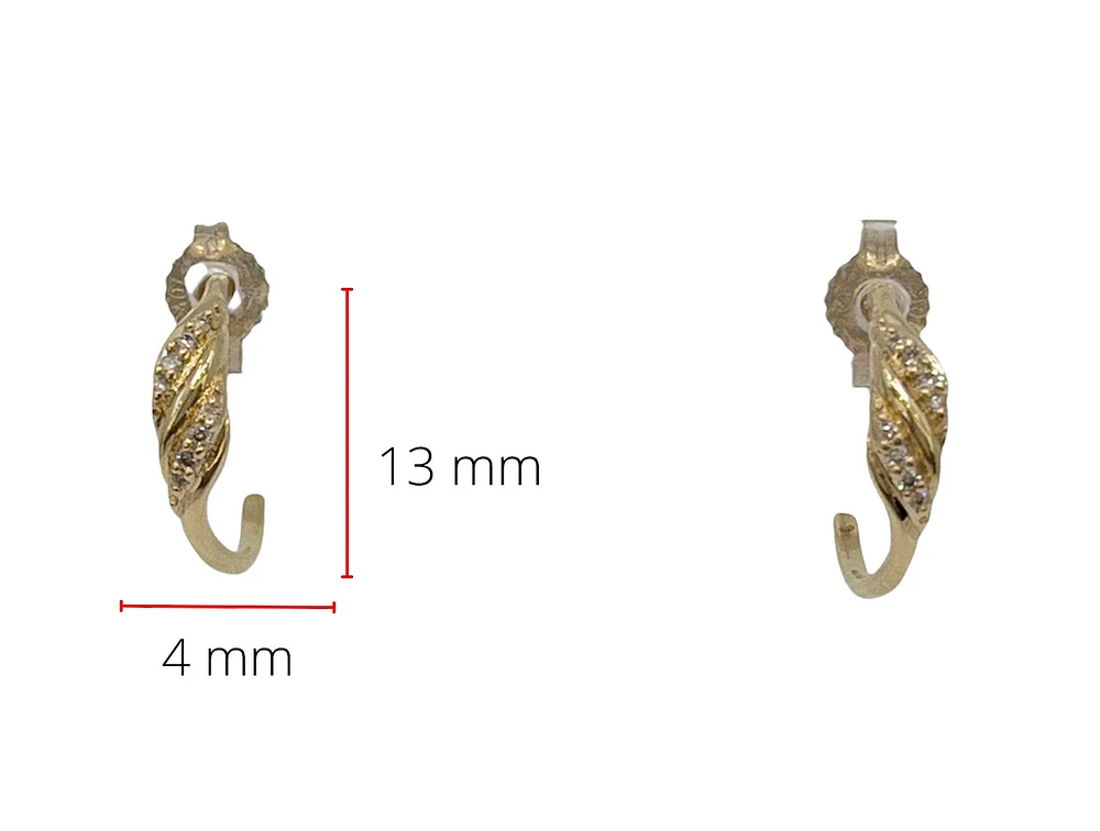 10K Yellow Gold 0.06cttw Diamond Half Hoop Earrings